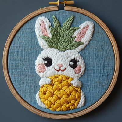 Punch Needle kit for Beginners, Cute Short-Legged Bunny Relaxing Punch Stitching kit for Adults, Needle Punch Kits for Adults, Handmade DIY Home Decor