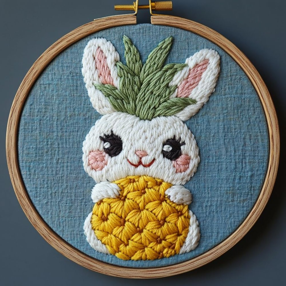 Punch Needle kit for Beginners, Cute Short-Legged Bunny Relaxing Punch Stitching kit for Adults, Needle Punch Kits for Adults, Handmade DIY Home Decor
