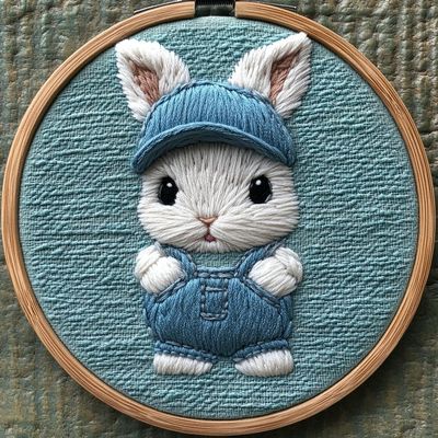Punch Needle kit for Beginners, Cute Short-Legged Bunny DIY Art Project Punch Stitching kit for Adults, Needle Punch Kits for Adults, Handmade Creative Decor