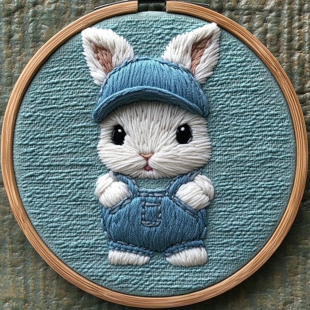 Punch Needle kit for Beginners, Cute Short-Legged Bunny DIY Art Project Punch Stitching kit for Adults, Needle Punch Kits for Adults, Handmade Creative Decor