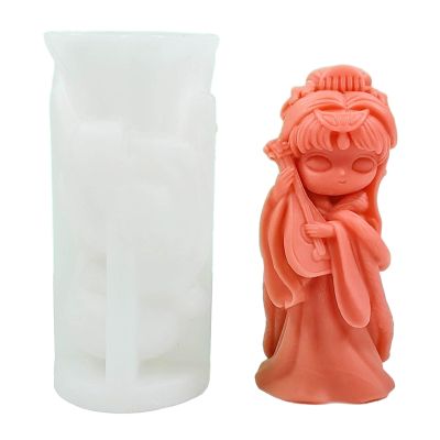 QWQJ Ancient Dolls Candle Silicone Mold Girl Plaster Soap Resin Mold Chocolate Cake Baking Tool Home Deco