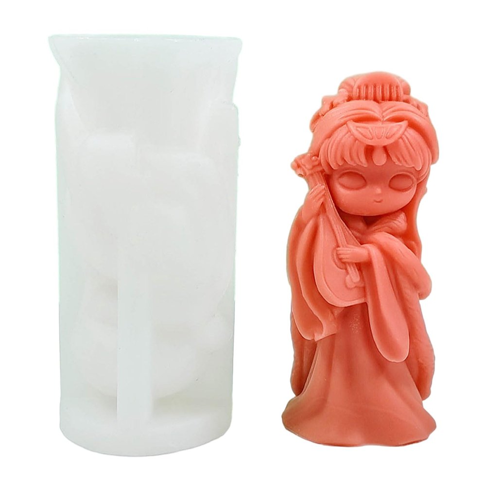 QWQJ Ancient Dolls Candle Silicone Mold Girl Plaster Soap Resin Mold Chocolate Cake Baking Tool Home Deco