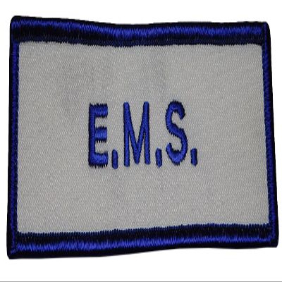 Pack of 6 E.M.S. Blue & White Rectangular Iron On Patch PL-348