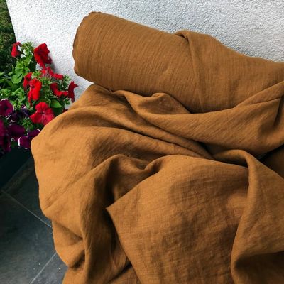 Dandelion Yellow Linen Fabric by the Yard Soft Washed, Breathable & Durable | Ideal for Dressmaking, Upholstery, Curtains, Table Linens & DIY Crafts (Golden Ochre, 6 Yard)