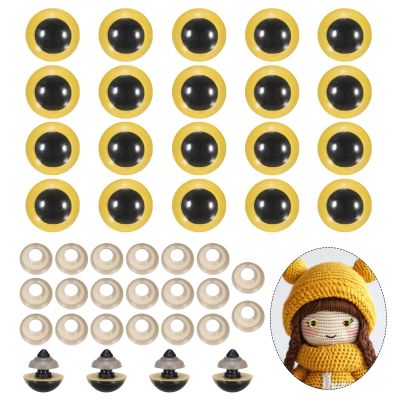 PATIKIL 18mm Safety Eyes, 20Pcs Realistic Doll Crocheting Safety Eyes with Washers for Decor Crochet Accessories Dolls Craft Halloween, Yellow