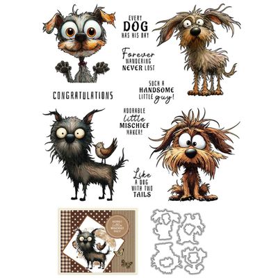 Dog Animals Stamps and Cutting Dies for Card Making DIY Transparent Silicone Clear Stamp and Metal Die Cuts Sets for Scrapbooking Paper Greeting Cards Decor Seals Craft Supplies