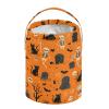 ElliTarr Crochet Bag Yarn Bag with Handle Portable Knitting Project Bag Travel Yarn Storage Organizer Holder Case Halloween Orange Skeletons Cat Bats Tombstones Trees view 2