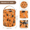 ElliTarr Crochet Bag Yarn Bag with Handle Portable Knitting Project Bag Travel Yarn Storage Organizer Holder Case Halloween Orange Skeletons Cat Bats Tombstones Trees view 3