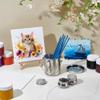 UNICRAFTALE Paint Brush Cleaner Set Stainless Steel Double Dipper Palette Cups and Portable Paint Brush Washer Holder Dipper Painting Pot Container with Lid and Clip for Drawing Oil Cleaner view 2