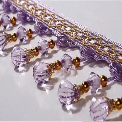 1pcs 1 Meter Braided Beaded Fringe Trim - Elegant Tassel Trimming for Sewing, Upholstery, and Home Decor(Purple)