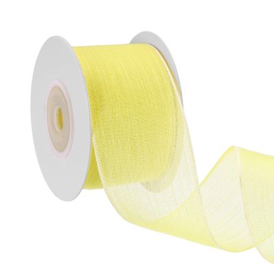 PATIKIL 1.6 Inch Metallic Wire Ribbon, Christmas Wired Sheer Ribbon Wired Wavy Roll Metallic for Bows Gift Wrapping Wreaths Party Home Decor Crafts Christmas Tree, 10 Yard(Light Yellow)