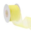PATIKIL 1.6 Inch Metallic Wire Ribbon, Christmas Wired Sheer Ribbon Wired Wavy Roll Metallic for Bows Gift Wrapping Wreaths Party Home Decor Crafts Christmas Tree, 10 Yard(Light Yellow) view 1