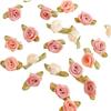 100 Pcs 15mm Multicoloured Mini Rose Flowers Satin Ribbon Bows Appliques DIY Sewing Craft Accessories Wedding Bride Gift Decoration, Fabric Ribbons, Mini Roses for Crafts view 1