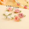 100 Pcs 15mm Multicoloured Mini Rose Flowers Satin Ribbon Bows Appliques DIY Sewing Craft Accessories Wedding Bride Gift Decoration, Fabric Ribbons, Mini Roses for Crafts view 2