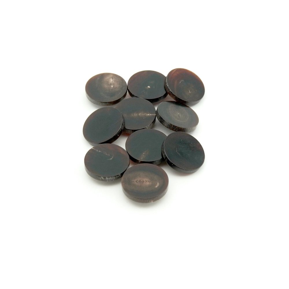 10 Pcs 18MM Coffee Brown Round Flat Shank Buttons, Genuine Water Buffalo Horn Buttons for Suits, Blazers, Formal Wear - Premium Natural Material Sewing Buttons
