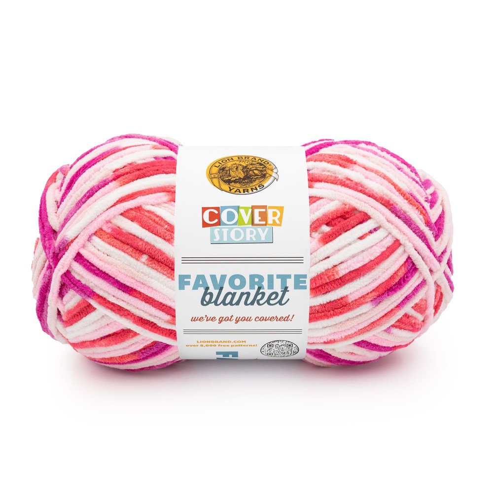 Lion Brand Yarn, Cover Story Favorite Blanket Yarn for Knitting and Crochet, 223 Yards, Bubblegum, 1 Pack