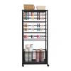Apexonix 16 Tier Ribbon Organizer Rack Double-Sided Ribbon Holder with Wheels and Bottom Basket Metal Wrapping Papers Storage Stand for Towels Scarves Ties Belts Craft Room (Black) view 1