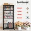 Apexonix 16 Tier Ribbon Organizer Rack Double-Sided Ribbon Holder with Wheels and Bottom Basket Metal Wrapping Papers Storage Stand for Towels Scarves Ties Belts Craft Room (Black) view 2