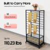 Apexonix 16 Tier Ribbon Organizer Rack Double-Sided Ribbon Holder with Wheels and Bottom Basket Metal Wrapping Papers Storage Stand for Towels Scarves Ties Belts Craft Room (Black) view 3