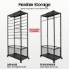 Apexonix 16 Tier Ribbon Organizer Rack Double-Sided Ribbon Holder with Wheels and Bottom Basket Metal Wrapping Papers Storage Stand for Towels Scarves Ties Belts Craft Room (Black) view 4