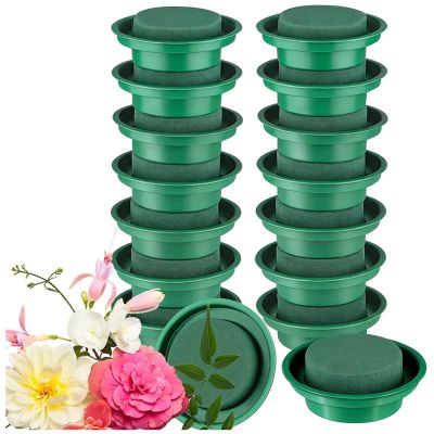 16 Pcs Green Wet Floral Foam - Round Bowls for Wedding DIY Flower Arrangement Blocks