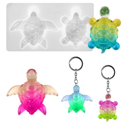 DIYBravo Resin Silicone Turtle Molds Mini Key Chain Molds 3D Ornament UV Epoxy Mold for Car Accessories Home Decorations
