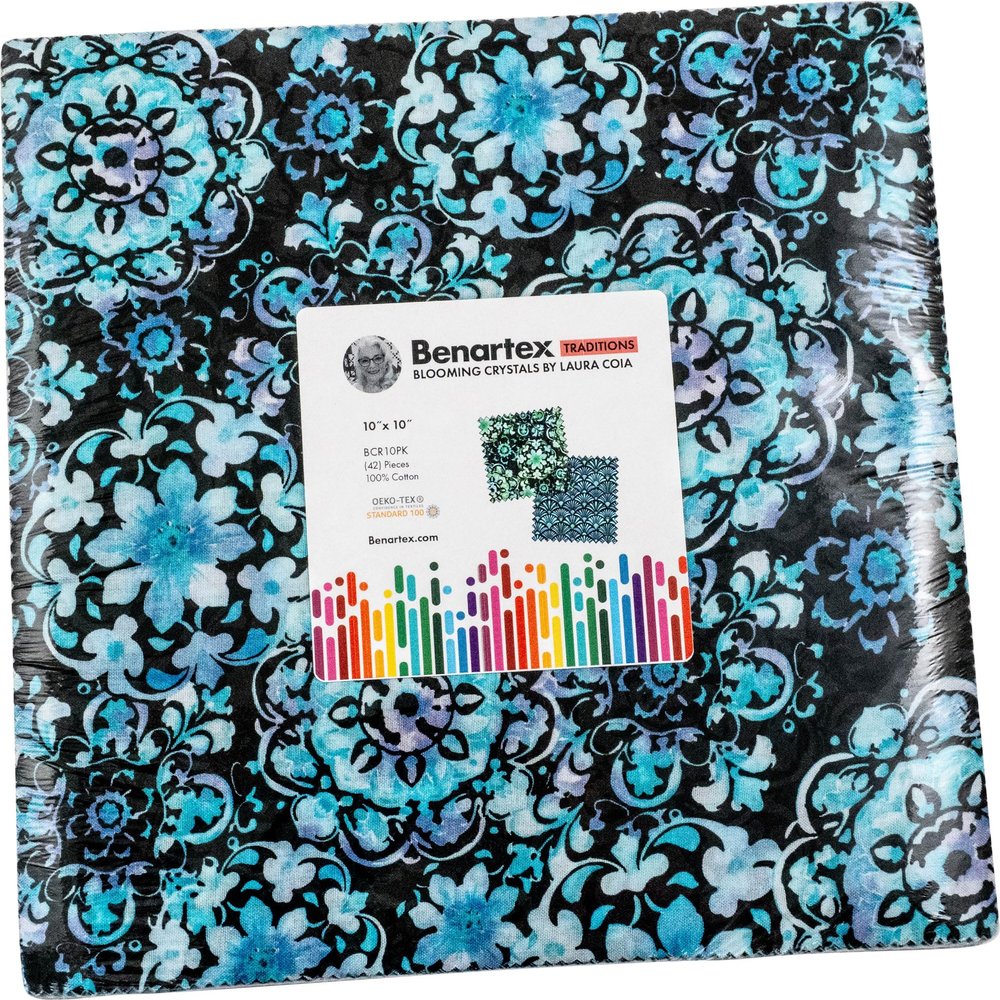 Laura Coia Blooming Crystals 10X10 Pack 42 10-inch Squares Layer Cake Benartex