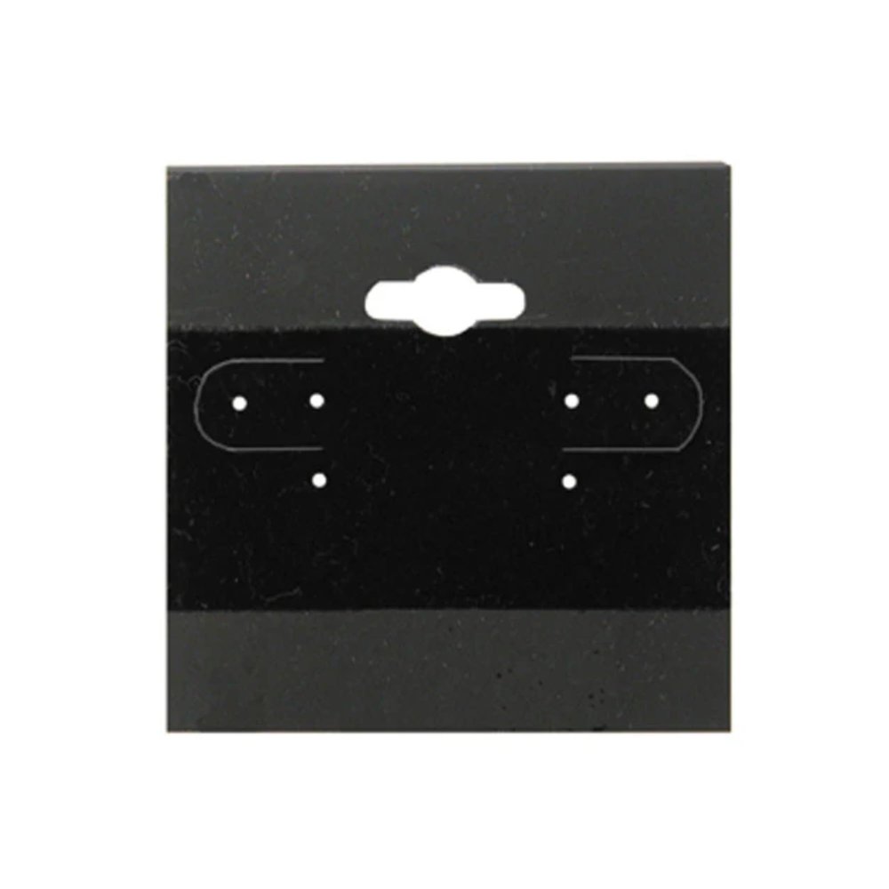100 Pcs Hanging Earring Display Cards 2" x 2" Khaki, White & Black Jewelry Holder Cards for Studs, Hooks & Dangle Earrings Paper & Velvet Plastic Earring Card Set for Jewelry Display (Black)