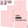 Gilprop 4 Pcs Pink Rubber Block 8 x10 x 0.25 Inch Linoleum Carving Block Stamp Making Kit Soft Rubber Carved Brick for Printmaking Stamp DIY Craft Project Printing view 1