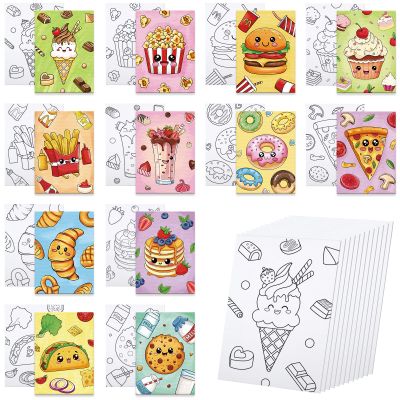 Anseal 12 Packs Pre Drawn Canvas to Paint, 5" X 7" Foods Pre Printed Canvas for Painting, Pre Stretched Canvas Outline Painting Boards for Party Favor