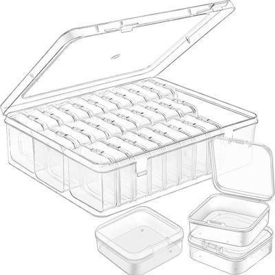 Cndiyald 30-Slot Bead Organizer Box, Clear Plastic Storage Container with Secure Lids for Jewelry Making, Sewing, Craft Beads & Small Drawing Supplies