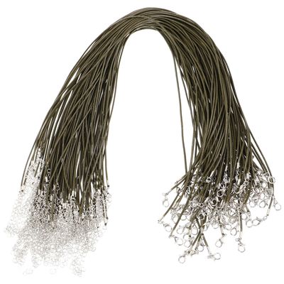 HEALLILY 100Pcs Jewelry Cord Necklace String with Clasp Polyester Alloy Necklace Rope for DIY Pendants Bracelets Chokers Military Green