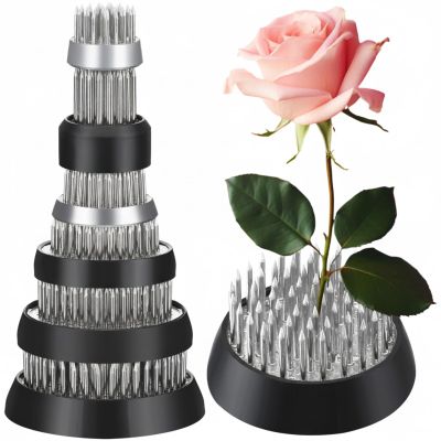 Sliner 6 Pcs Flower Frogs Round 2.4/2/1.6/1.3/1/0.9 Inches Floral Frogs Flower Holder Japanese Ikebana Vase Kenzan Floral Arranger Fixed Tools Arrangement Pin for Home DIY Craft Decoration(Steel)