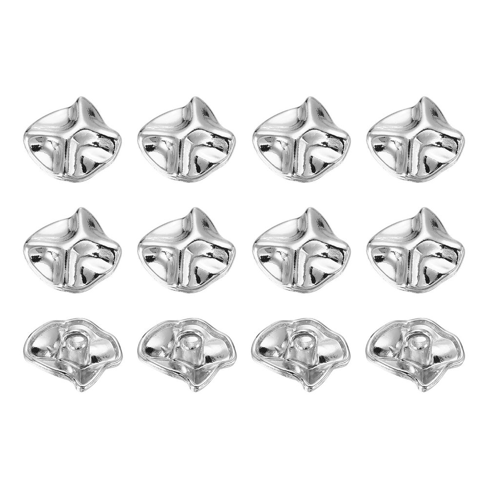 uxcell 12Pcs Metal Square Buttons, 13mm Square Shape Sewing Craft Buttons with Single Hole for Sewing Blouse Shirt Button DIY Garments and Accessories, Silver