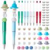 NASSMOSSE Christmas Beaded Pen Kit DIY Beadable Pens 4 Style Plastic Bead Pens Christmas Snowman Hat Silicone Beads Crystal Spacer Beads Craft Supplies for Teachers, Students Gifts view 1