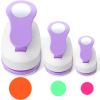 Chengu 3 Pack Craft Paper Punch Circle 2, 1 and 5/8 Inch Punch Paper Punchers Round with 10 Pcs Sticker, Cutter Purple for Card Making Scrapbook DIY Albums Photos Office Supplies view 1