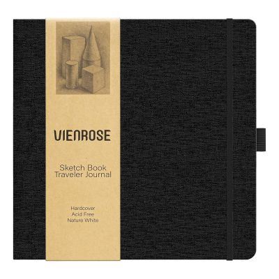 Vienrose 8.3"x8.3" Sketch Books, Linen Cover Sketching Book with Acid-Free Paper, 111lb/180gsm Drawing Pad for Kids, Beginners & Professionals, Art Supplies for Adults & Students(Black, 60 Sheets)