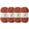 4 Pack Chunky Chenille Yarn for Crocheting, Baby Yarn for Crocheting Soft Blanket, 349.9 yds /14.1 oz Crochet Yarn, Bulky 5 Amigurumi Yarns, Fluffy Velvet Yarns for Knitting Crafts (4 Rust) view 1