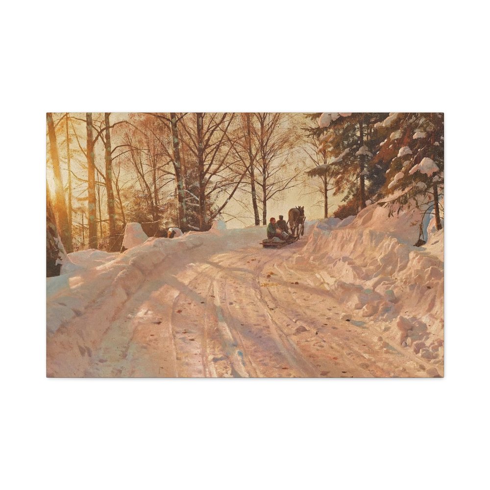 Peder Mrk Mnsted (18591941) Winter Landscape with Horse - 1918 - Canvas Wall Art