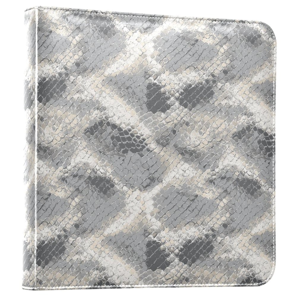 ALAZA Grey Snake Pattern Photo Album Self Adhesive Scrapbook Album PU Leather Cover 3 Ring Binders Photo Book for Wedding Family Travel Memory