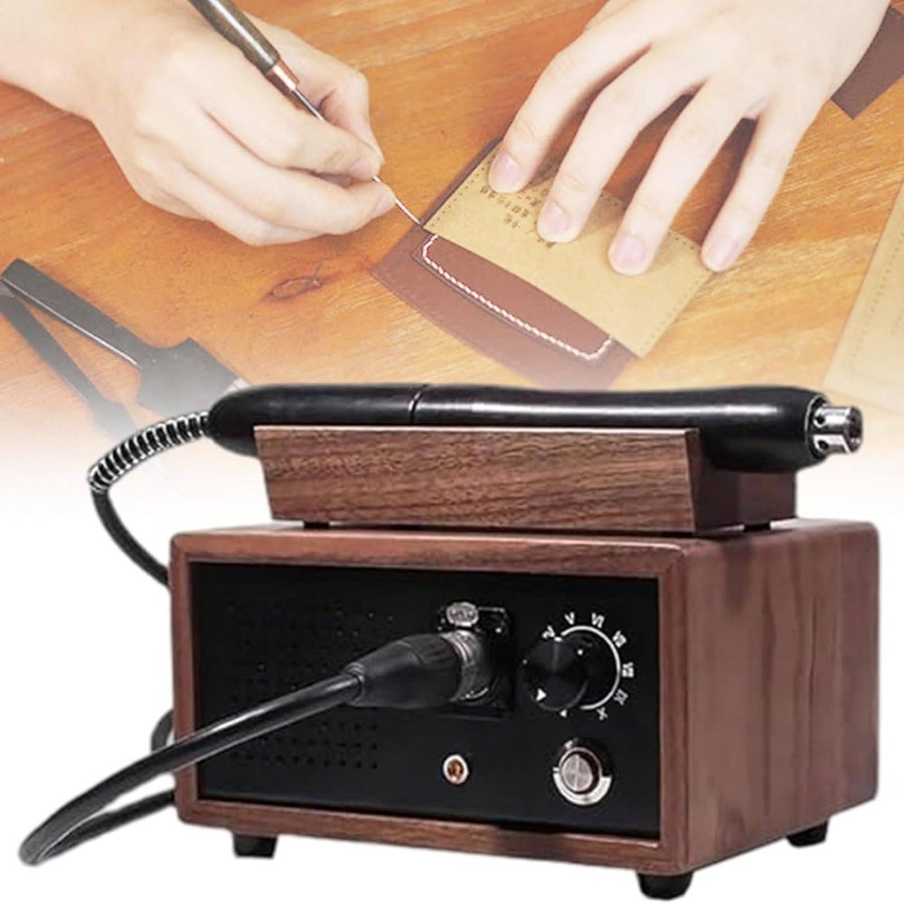 Electric Leather Edge Creaser Machine with 5 Hot Heads, 10 Temperature Control Gears for Bags and Belts