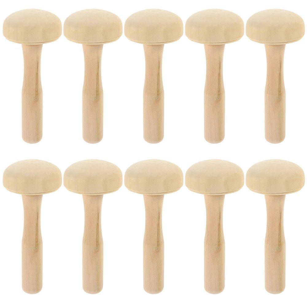 SAFIGLE 10Pcs Wooden Mushroom Ink Roller Printmaking Tool for DIY Art Craft Ergonomic Handle Rubbing Roller for Painting Scrapbooking Stamping Wood Material