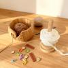 Narottl Large Wooden Yarn Bowl with Removable Holder & Lid | 2-in-1 Handmade Crochet and Knitting Yarn Organizer for Tangle-Free Crafting | Yarn Storage Box with Smooth Feed Holes view 3