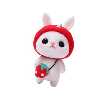 PRETYZOOM DIY Needle Felting Kit for Beginners Wool Plush Doll with Colored Wool and Tools Cartoon Rabbit Design Hand Craft Tool for Stress Relief and Creative Art Projects