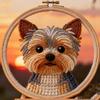 DIY Punch Needle Kits Yorkshire Terrier Sunset Easy for Beginners Embroidery Starter Set with Hoop Needlepoint Craft Hobby and Home Decor 20x20cm view 1