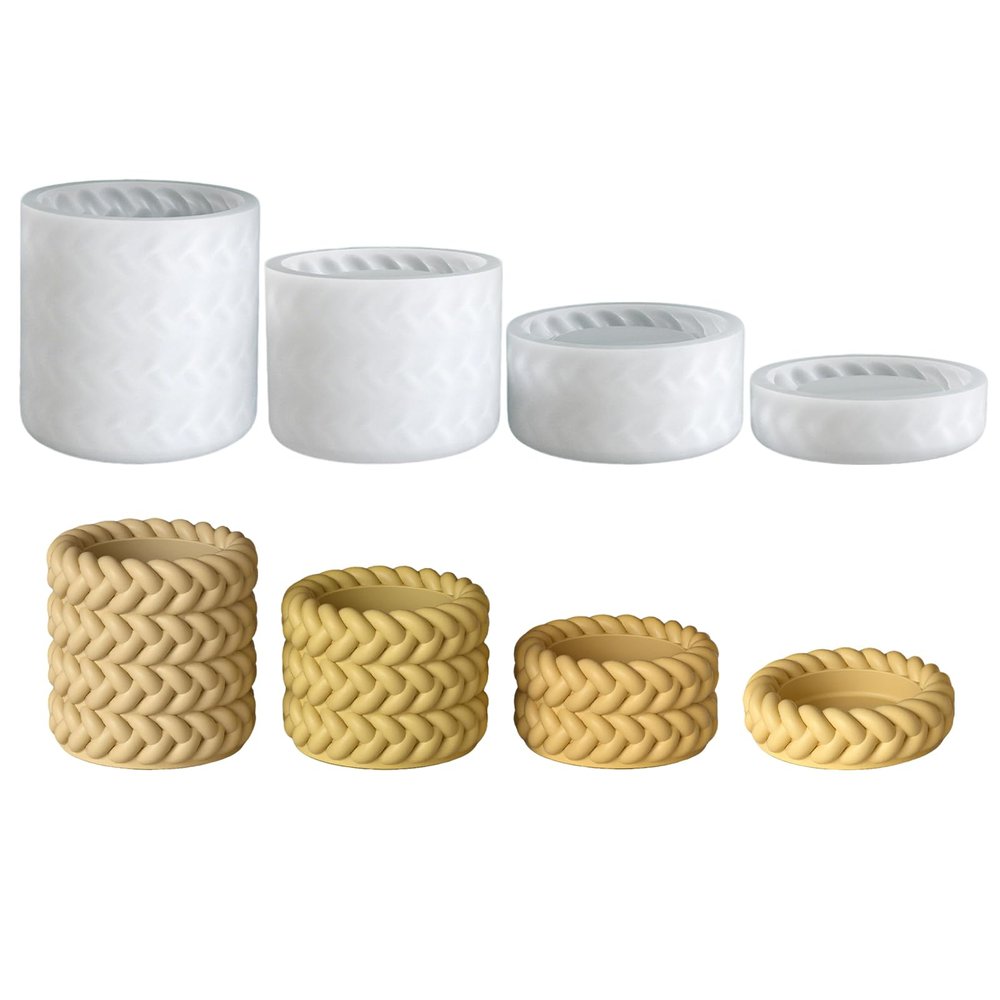 Knot Shape Tealight Holder Mold, Unique 3D Candle Holder Molds, Cylinder Jewelry Holder Container Storage Resin Molds for DIY Epoxy Concrete Art Craft Home Decor (4pcs)