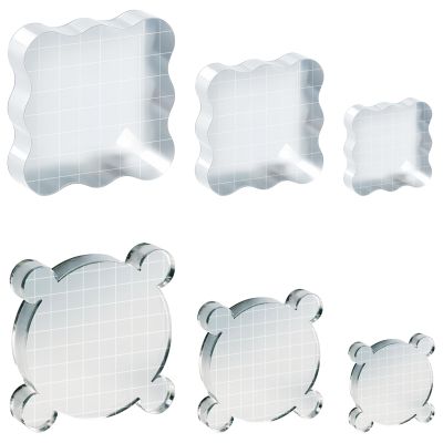 6 Pieces Crafting Stamp Blocks, Clear Acrylic Stamping Blocks, Grid Markings for Accuracy, 3 Sizes for Scrapbooking & DIY Projects