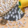 1000pcs Letter Vovel Beads, 4x7mm Flat Round Individual Acrylic Name Alphabet Beads Bulk for Friendship Bracelet Jewelry Keychains Craft Making, Black Vovel view 2