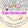 1000pcs Letter Vovel Beads, 4x7mm Flat Round Individual Acrylic Name Alphabet Beads Bulk for Friendship Bracelet Jewelry Keychains Craft Making, Black Vovel view 4