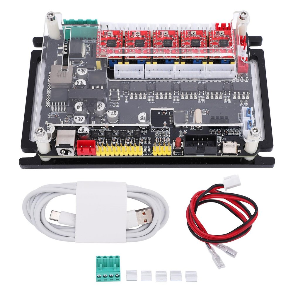 CNC Engraver 32bit 4 Axes Controller Board High Speed Performance Type C USB Interface Y Axes Dual Drive Motherboard for 300w 500w Spindle Offline Engraving Projects